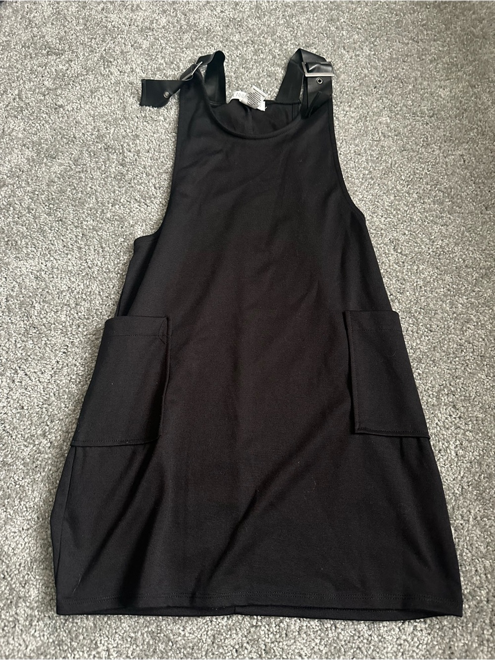 Black Pocket Pinafore romper with Buckle Straps